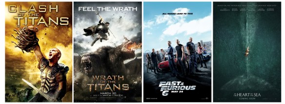 Carteles de las cuatro películas en las que participó Juan Cano, 'Nono', como director de producción en Canarias. / SUR FILMS - OAC