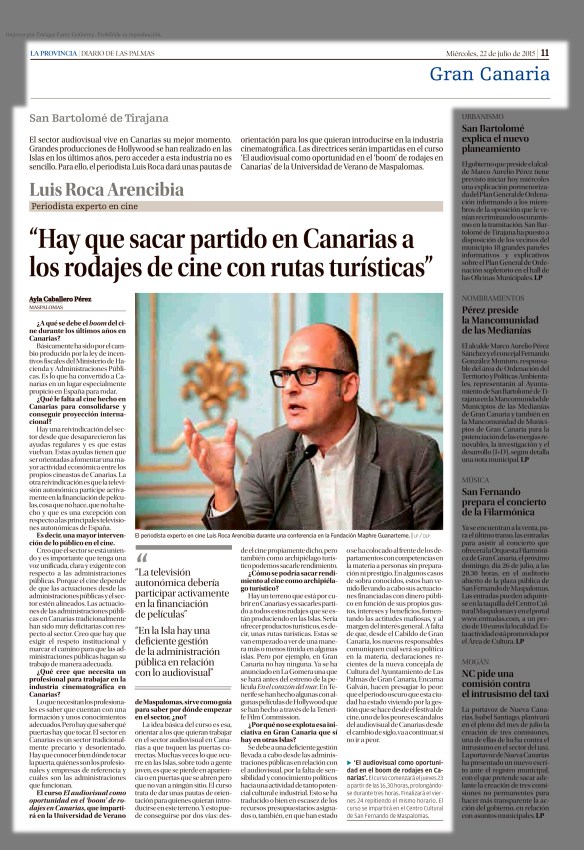 La entrevista, tal y como fue publicada el pasado miércoles en La Provincia.