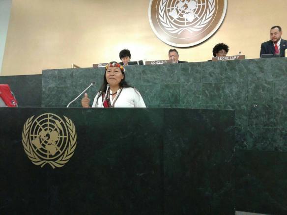 Manuela Ima, en una comparecencia en Naciones Unidas. / OAC