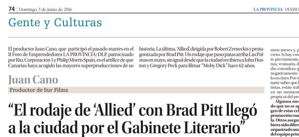Otro de los fragmentos de la entrevista en La Provincia, con la parte dedicada al titular. / OAC