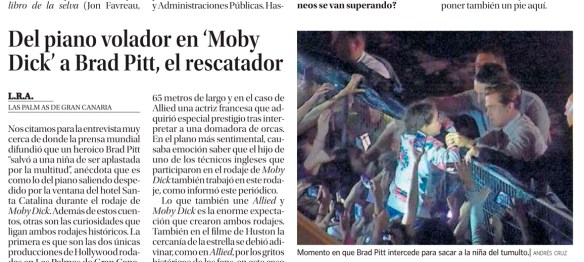 Fragmento de la entrevista en La Provincia, con foto de Andrés Cruz. / OAC