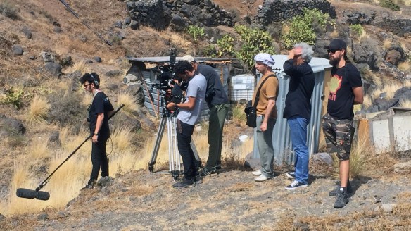 Rodaje de La Rama el 4 de agosto de 2013. Andrés Santana (2i), Sigfrid Monleón (3i) y Chechu Graf (4i). / ISABELLE STOFFEL